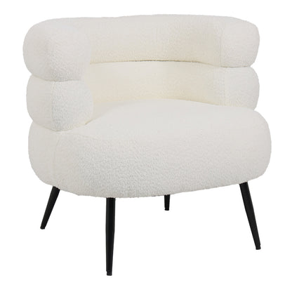 Foleja armchair boucle fabric in white color with black metal legs 76x75x72cm