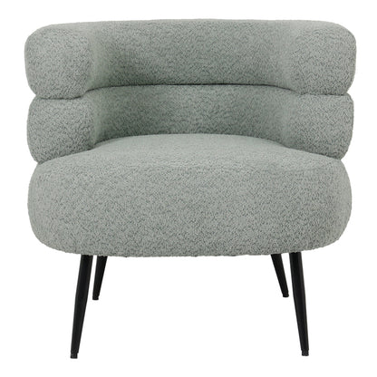 Foleja pakoworld armchair boucle fabric in light green color with black metal legs 76x75x72cm