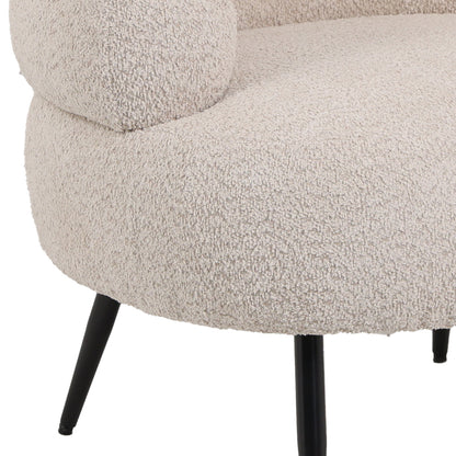Foleja armchair boucle fabric in beige color with black metal legs 76x75x72cm