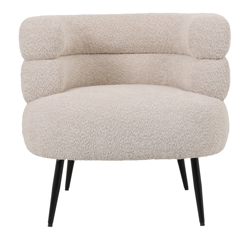 Foleja armchair boucle fabric in beige color with black metal legs 76x75x72cm
