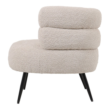 Foleja armchair boucle fabric in beige color with black metal legs 76x75x72cm