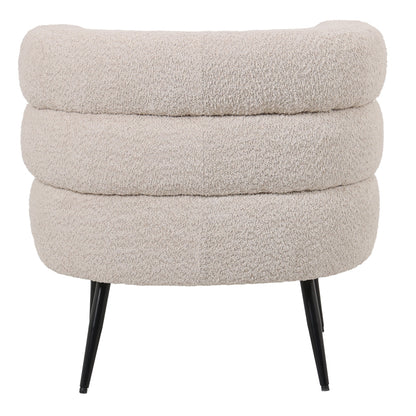 Foleja armchair boucle fabric in beige color with black metal legs 76x75x72cm