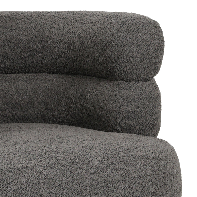 Foleja armchair boucle fabric in dark grey color with black metal legs 76x75x72cm