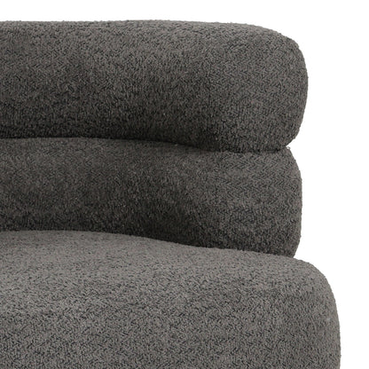 Foleja armchair boucle fabric in dark grey color with black metal legs 76x75x72cm
