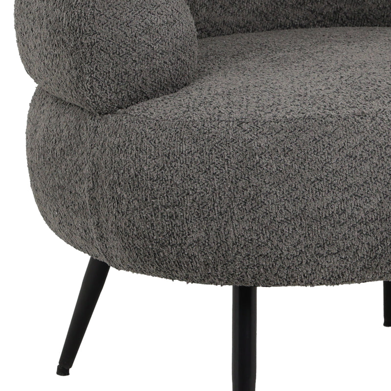 Foleja armchair boucle fabric in dark grey color with black metal legs 76x75x72cm