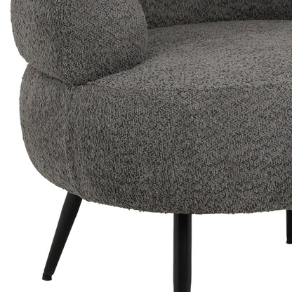 Foleja armchair boucle fabric in dark grey color with black metal legs 76x75x72cm