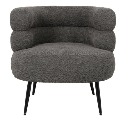 Foleja armchair boucle fabric in dark grey color with black metal legs 76x75x72cm