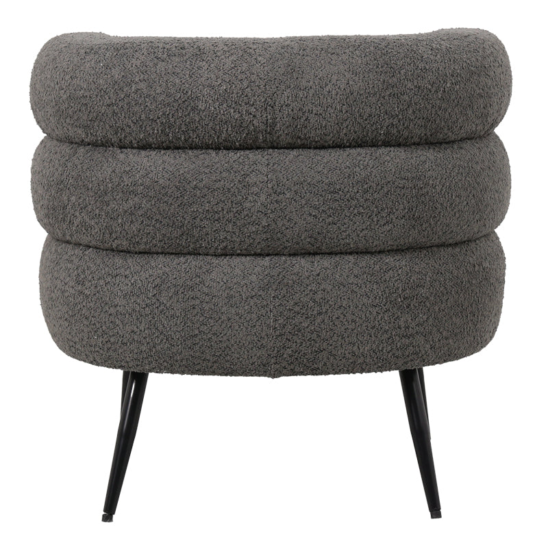 Foleja armchair boucle fabric in dark grey color with black metal legs 76x75x72cm