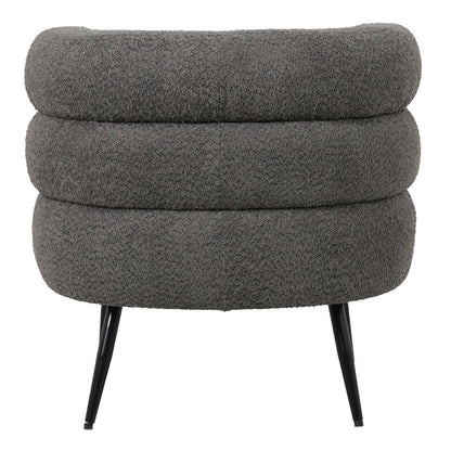 Foleja armchair boucle fabric in dark grey color with black metal legs 76x75x72cm