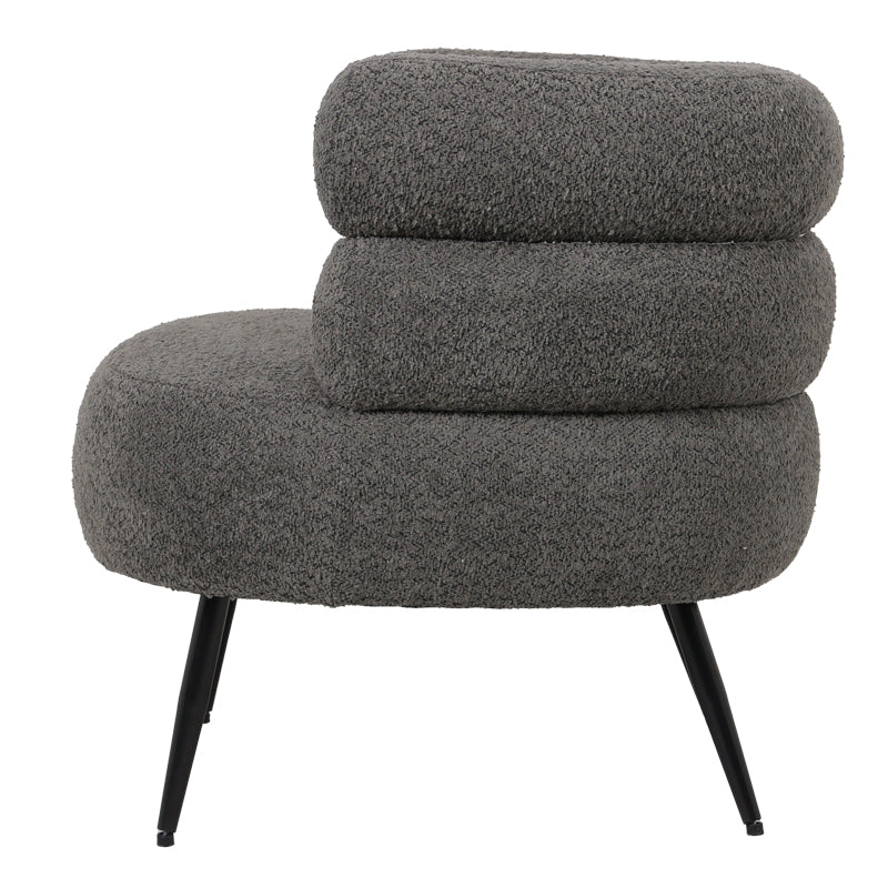 Foleja armchair boucle fabric in dark grey color with black metal legs 76x75x72cm