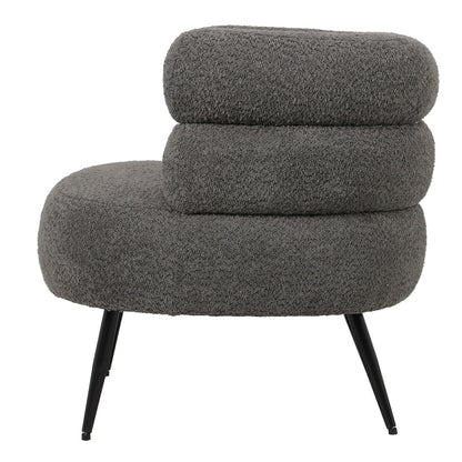 Foleja armchair boucle fabric in dark grey color with black metal legs 76x75x72cm
