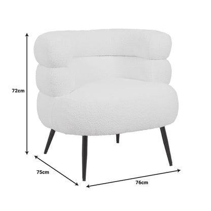 Foleja armchair boucle fabric in dark grey color with black metal legs 76x75x72cm