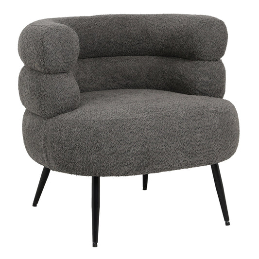 Foleja armchair boucle fabric in dark grey color with black metal legs 76x75x72cm