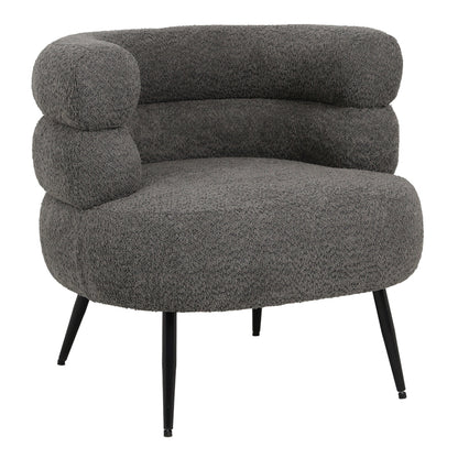 Foleja armchair boucle fabric in dark grey color with black metal legs 76x75x72cm