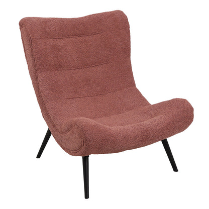 Silla boucle fabric armchair with footstool in rotten apple color 97x80x100cm