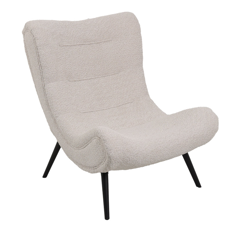 Silla boucle fabric armchair with footstool in beige color 97x80x100cm