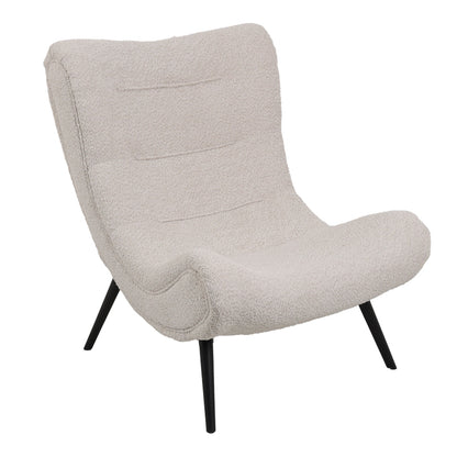 Silla boucle fabric armchair with footstool in beige color 97x80x100cm