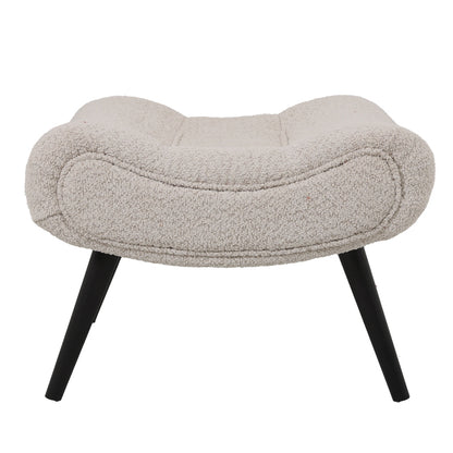Silla boucle fabric armchair with footstool in beige color 97x80x100cm
