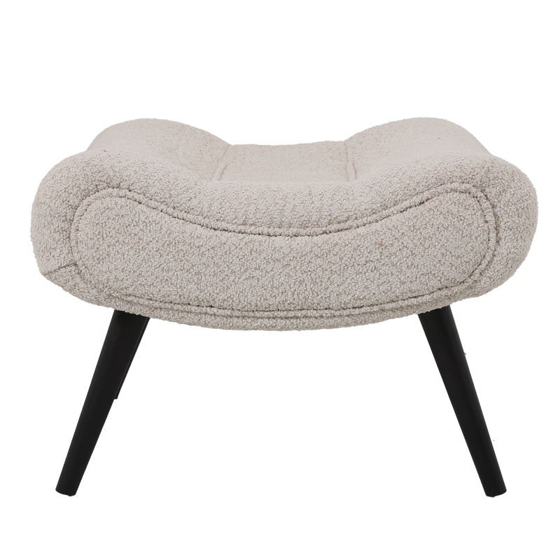 Silla boucle fabric armchair with footstool in beige color 97x80x100cm
