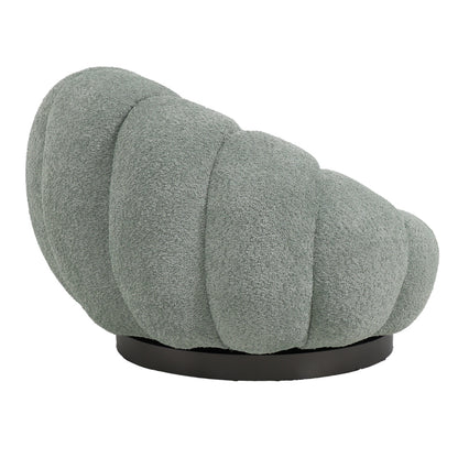 Nester swivel armchair with stool boucle fabric in light green color 98x97x69cm