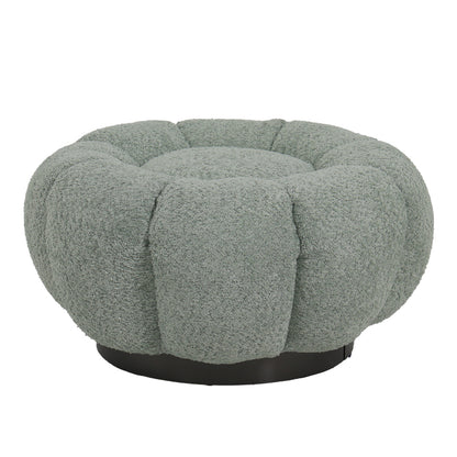 Nester swivel armchair with stool boucle fabric in light green color 98x97x69cm