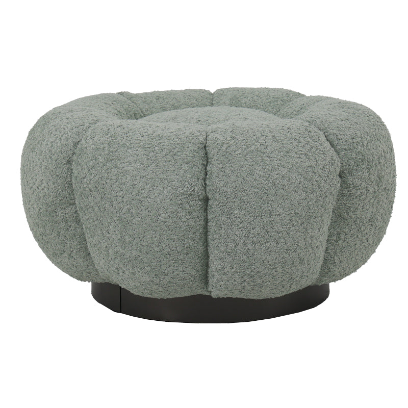 Nester swivel armchair with stool boucle fabric in light green color 98x97x69cm