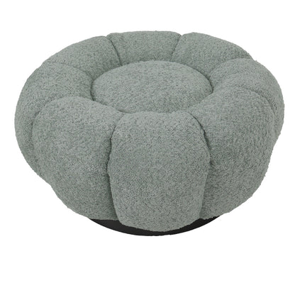 Nester swivel armchair with stool boucle fabric in light green color 98x97x69cm