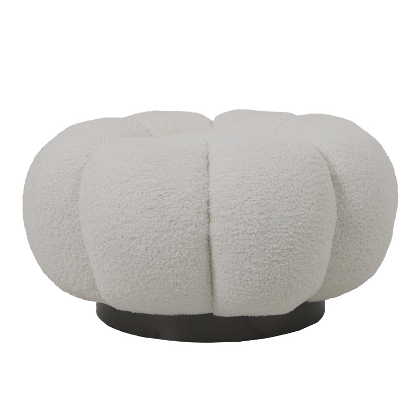 Nester swivel armchair with stool boucle fabric in white color 98x97x69cm