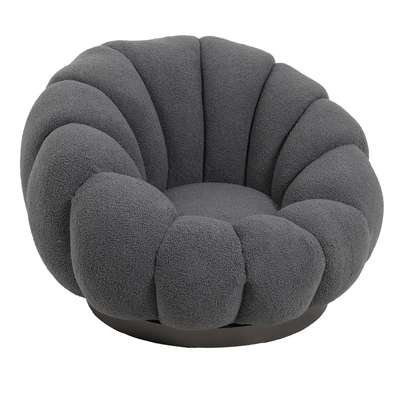 Nester swivel armchair with stool boucle fabric in grey color 98x97x69cm
