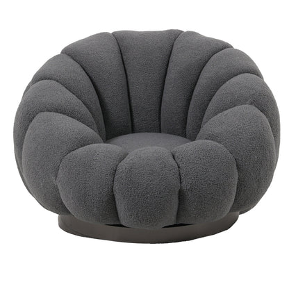 Nester swivel armchair with stool boucle fabric in grey color 98x97x69cm