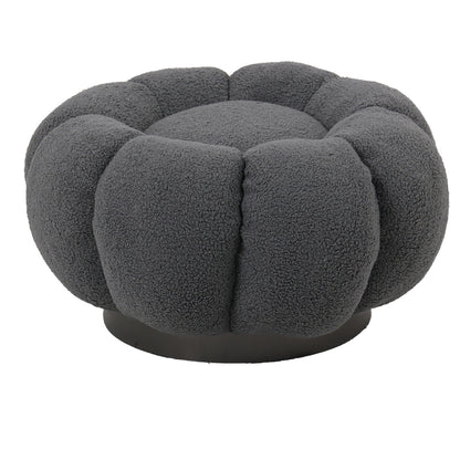 Nester swivel armchair with stool boucle fabric in grey color 98x97x69cm