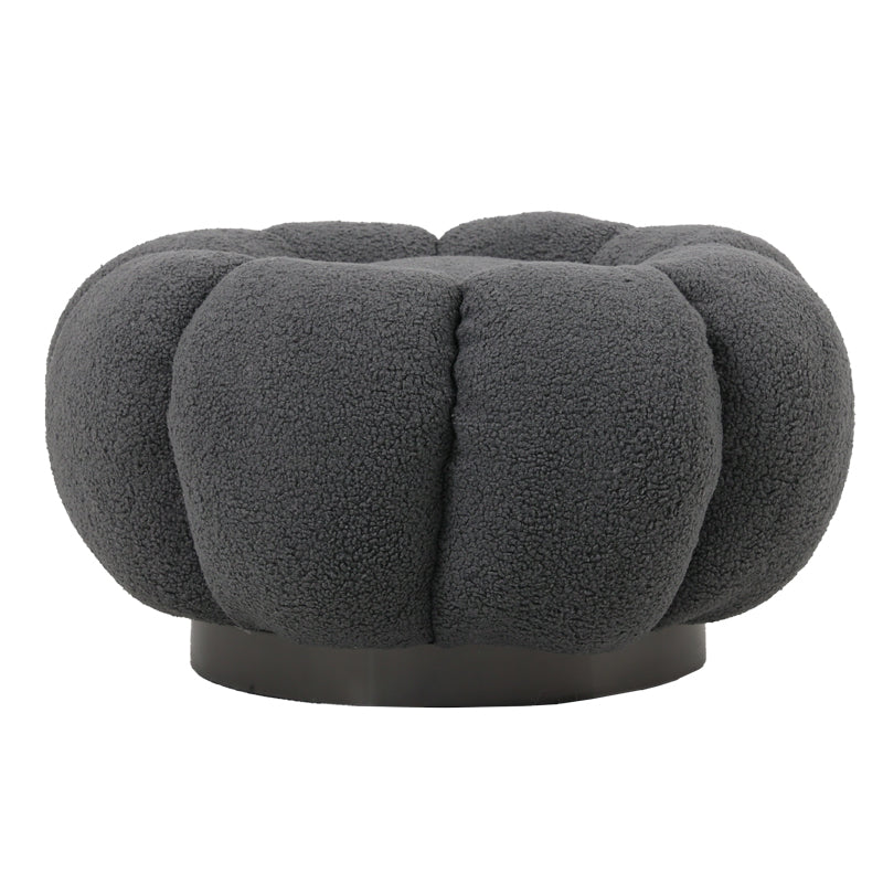 Nester swivel armchair with stool boucle fabric in grey color 98x97x69cm