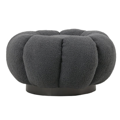 Nester swivel armchair with stool boucle fabric in grey color 98x97x69cm