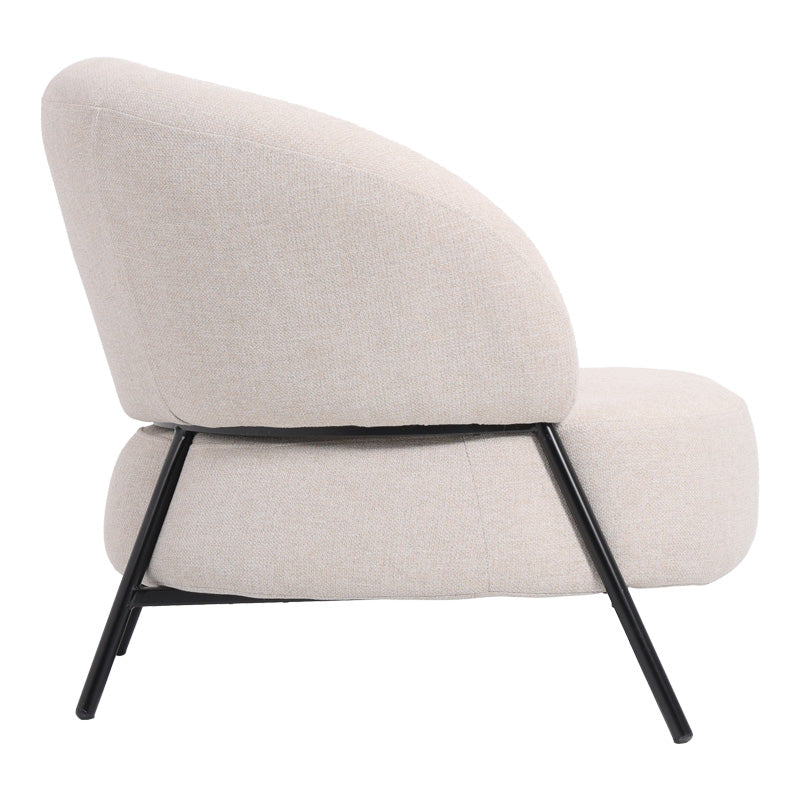 Armchair Jennie cream fabric with black metal legs 84x84x71.5cm