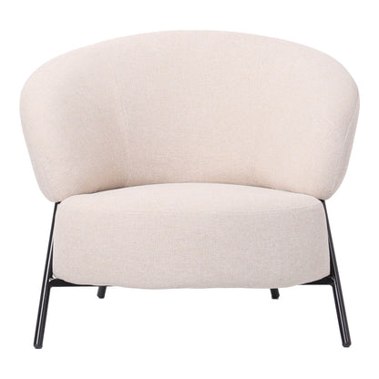Armchair Jennie cream fabric with black metal legs 84x84x71.5cm