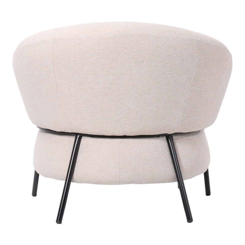 Armchair Jennie cream fabric with black metal legs 84x84x71.5cm