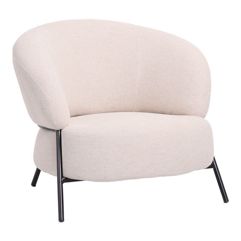 Armchair Jennie cream fabric with black metal legs 84x84x71.5cm