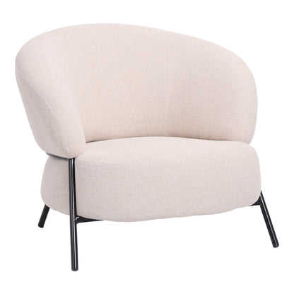 Armchair Jennie cream fabric with black metal legs 84x84x71.5cm
