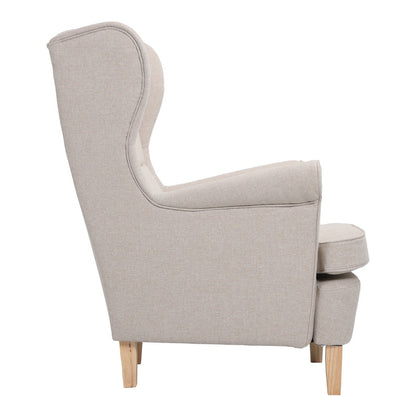 Armchair - bergère Malei cream fabric-wooden legs 85x93x100cm