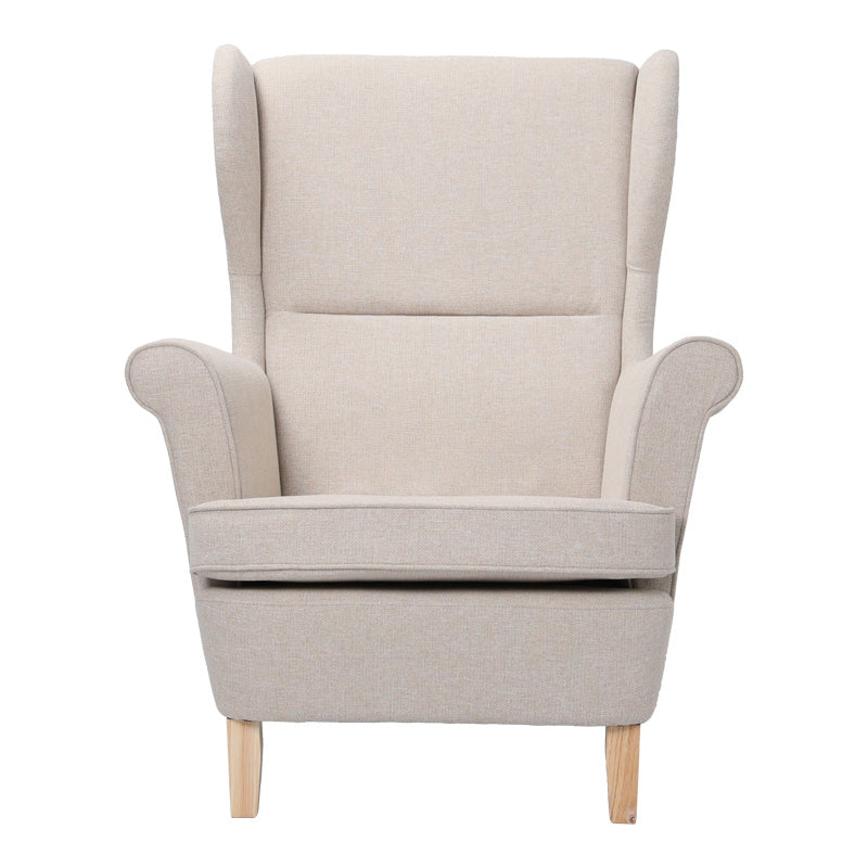Armchair - bergère Malei cream fabric-wooden legs 85x93x100cm