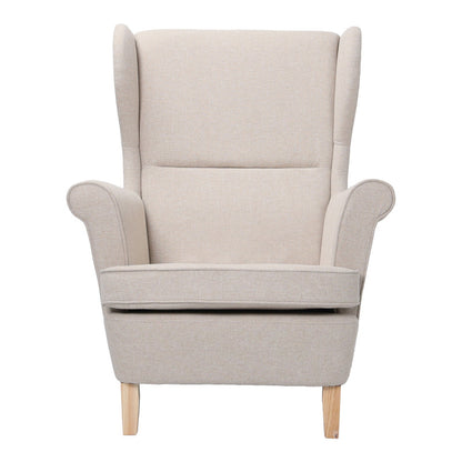 Armchair - bergère Malei cream fabric-wooden legs 85x93x100cm