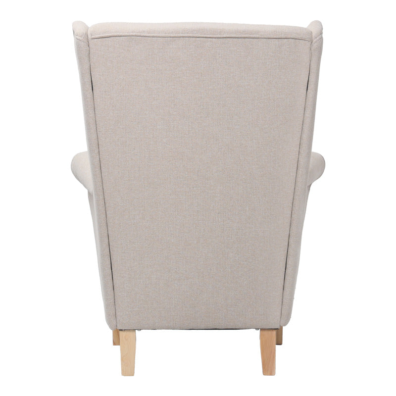 Armchair - bergère Malei cream fabric-wooden legs 85x93x100cm