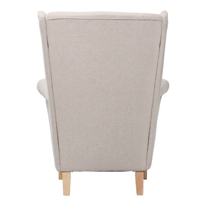 Armchair - bergère Malei cream fabric-wooden legs 85x93x100cm