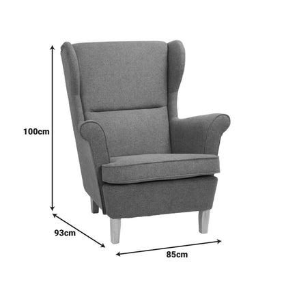 Armchair - bergère Malei cream fabric-wooden legs 85x93x100cm