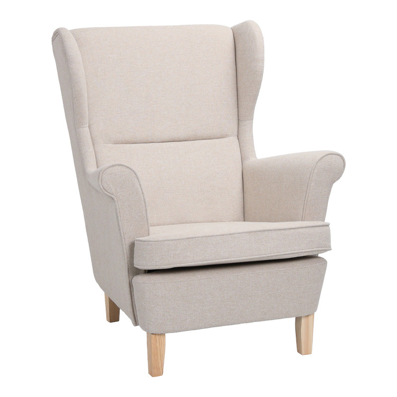Armchair - bergère Malei cream fabric-wooden legs 85x93x100cm