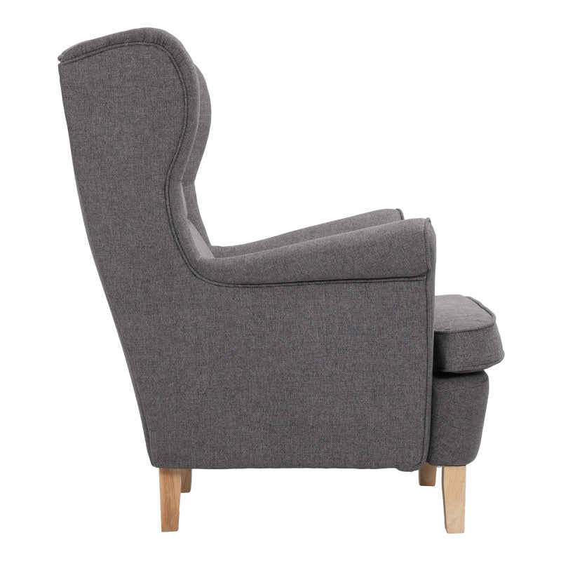Armchair - bergère Malei grey fabric-wooden legs 85x93x100cm