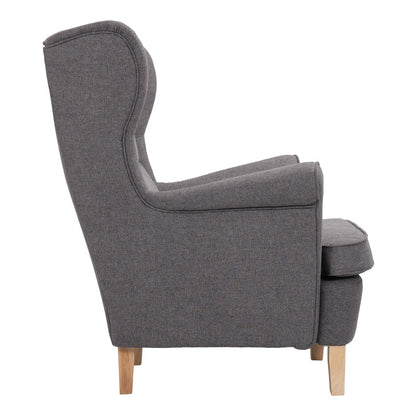 Armchair - bergère Malei grey fabric-wooden legs 85x93x100cm