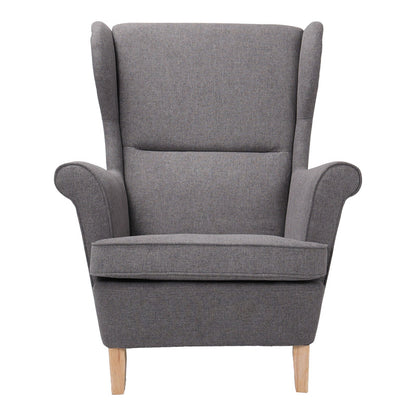 Armchair - bergère Malei grey fabric-wooden legs 85x93x100cm