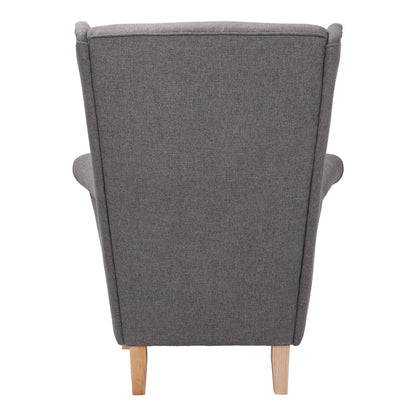 Armchair - bergère Malei grey fabric-wooden legs 85x93x100cm