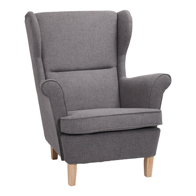 Armchair - bergère Malei grey fabric-wooden legs 85x93x100cm